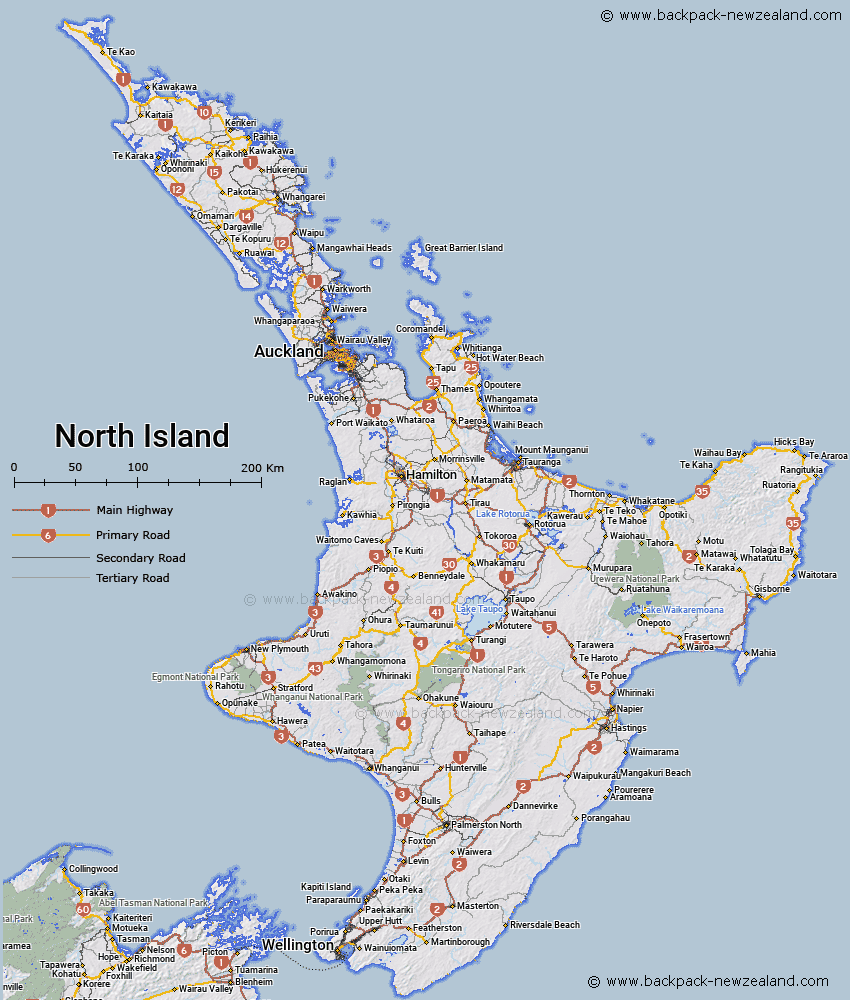 north island new zealand map detailed North Island Map New Zealand Road Maps north island new zealand map detailed