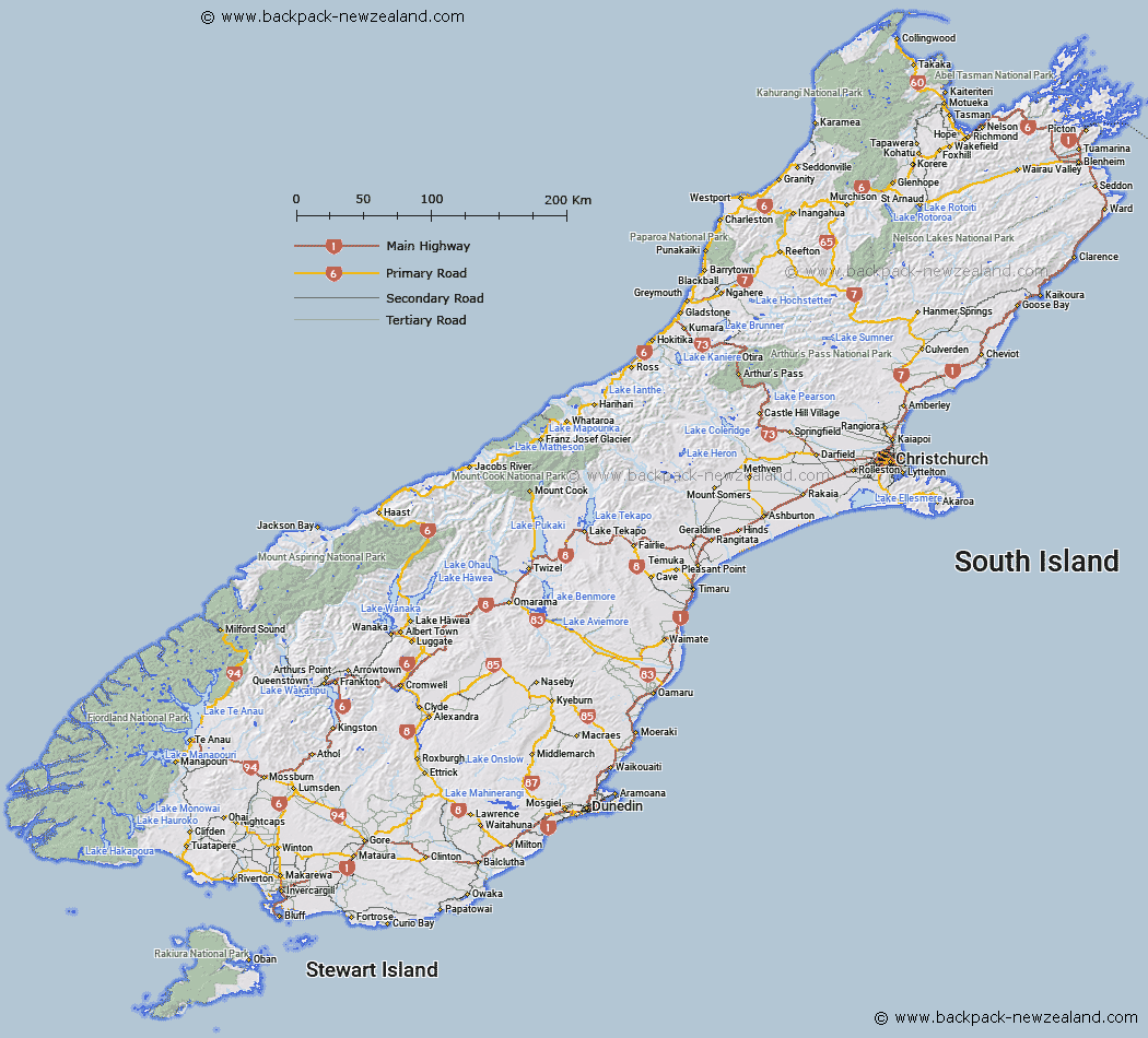 new zealand south island road map South Island Map New Zealand Road Maps new zealand south island road map