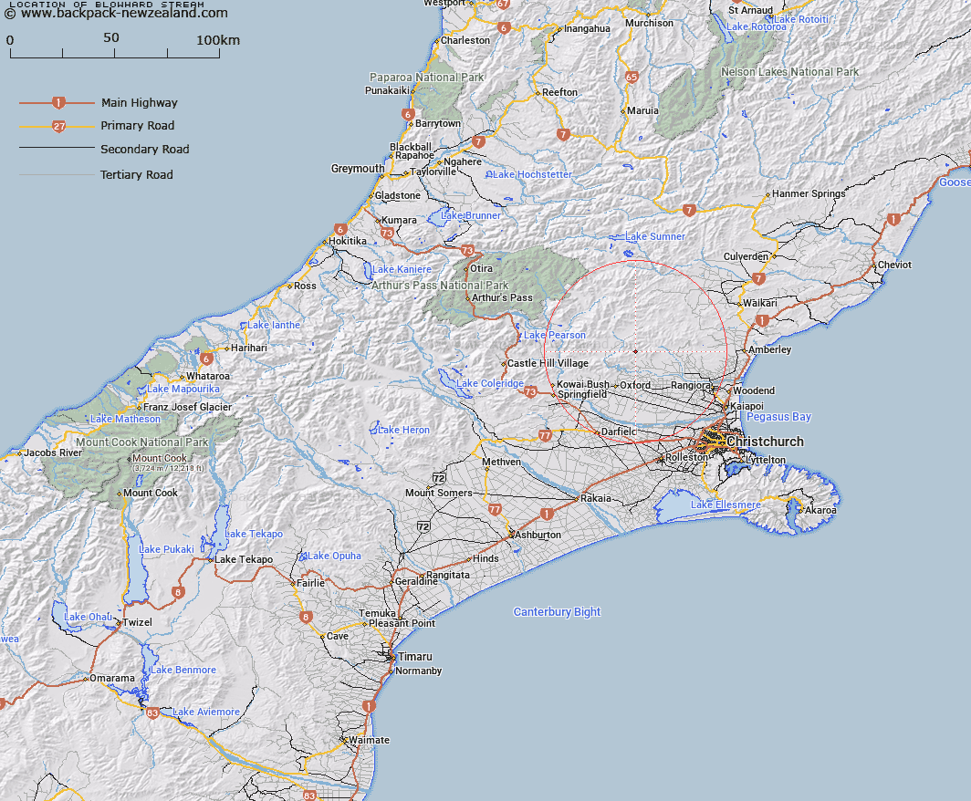 Where Is Blowhard Stream Map New Zealand Maps