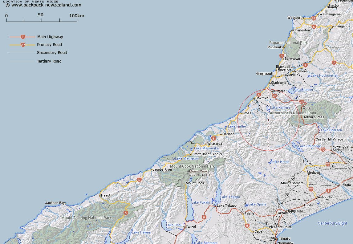 Yeats Ridge Map New Zealand