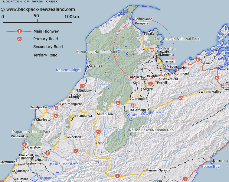 Aaron Creek Map New Zealand