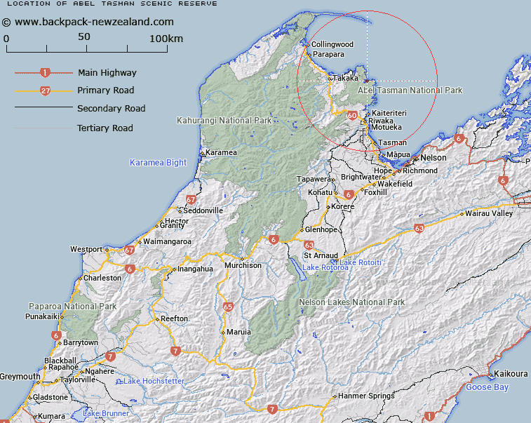 Abel Tasman Scenic Reserve Map New Zealand