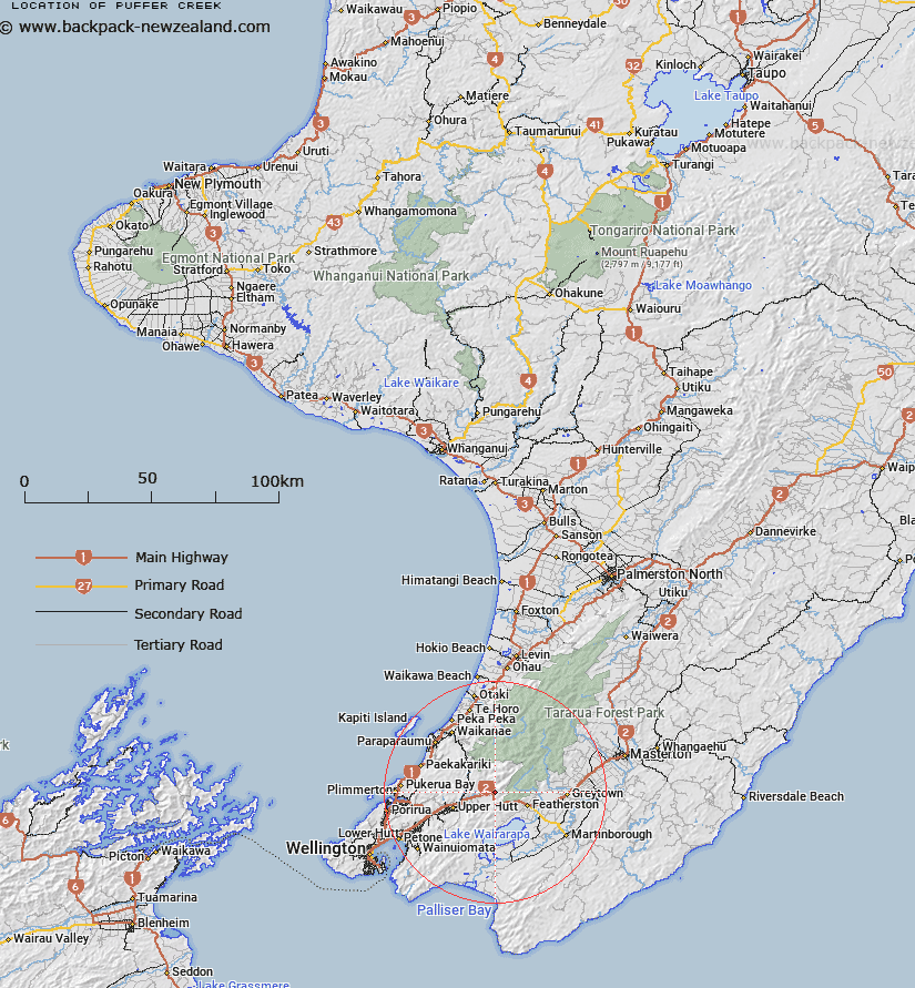 Puffer Creek Map New Zealand