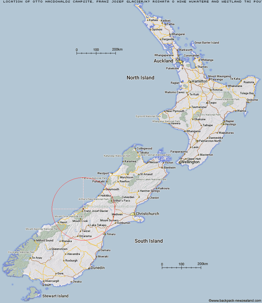 Otto/MacDonalds Campsite Map New Zealand