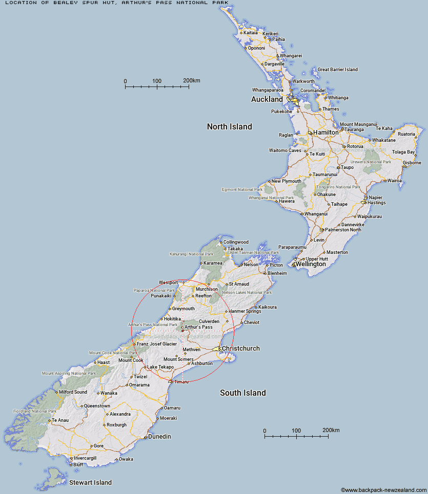 Bealey Spur Hut Map New Zealand