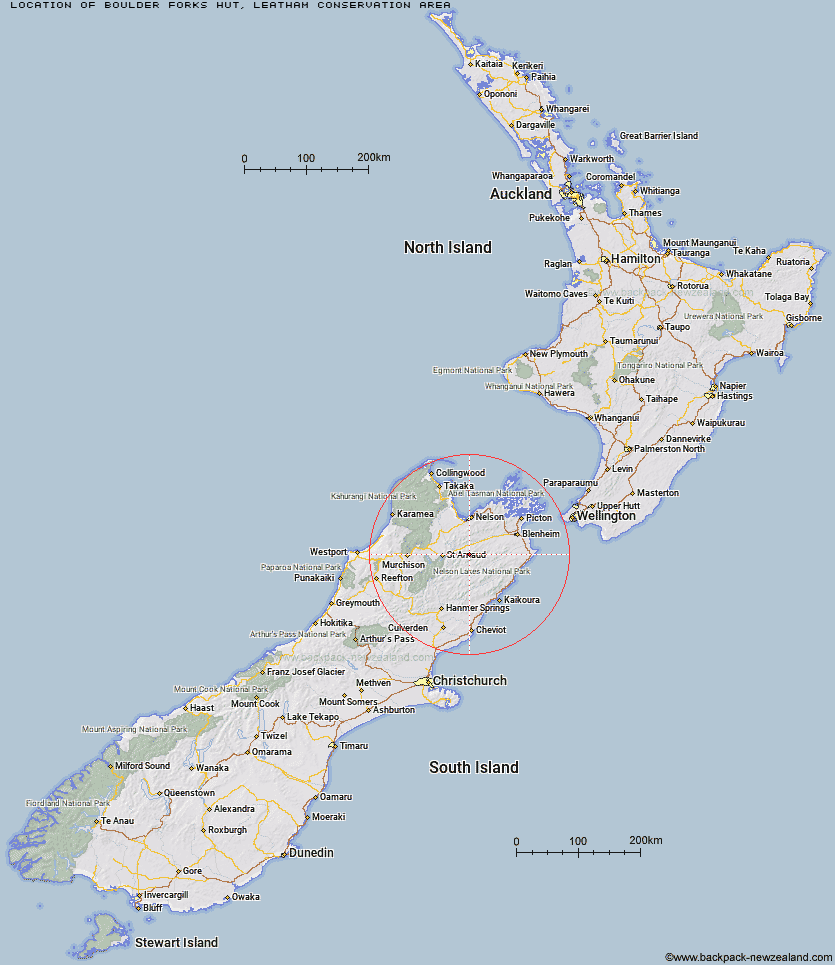 Boulder Forks Hut Map New Zealand