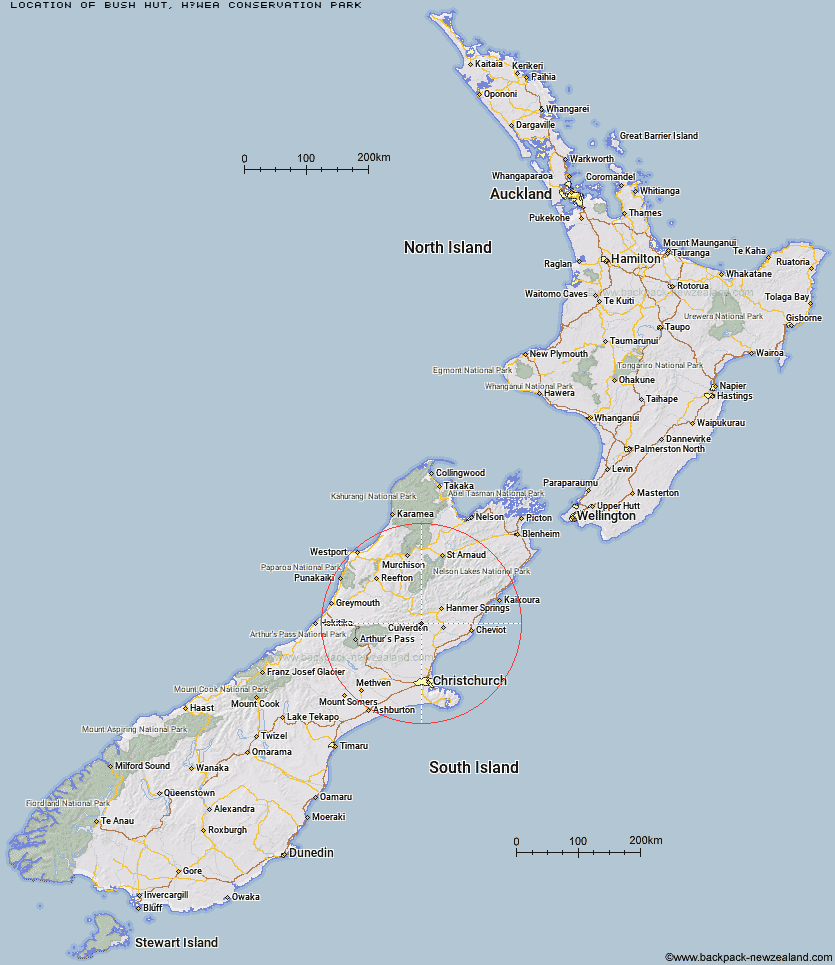 Bush Hut Map New Zealand