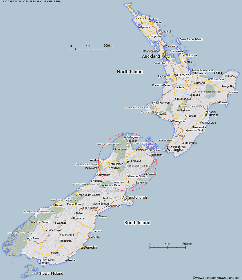 Relax Shelter Map New Zealand