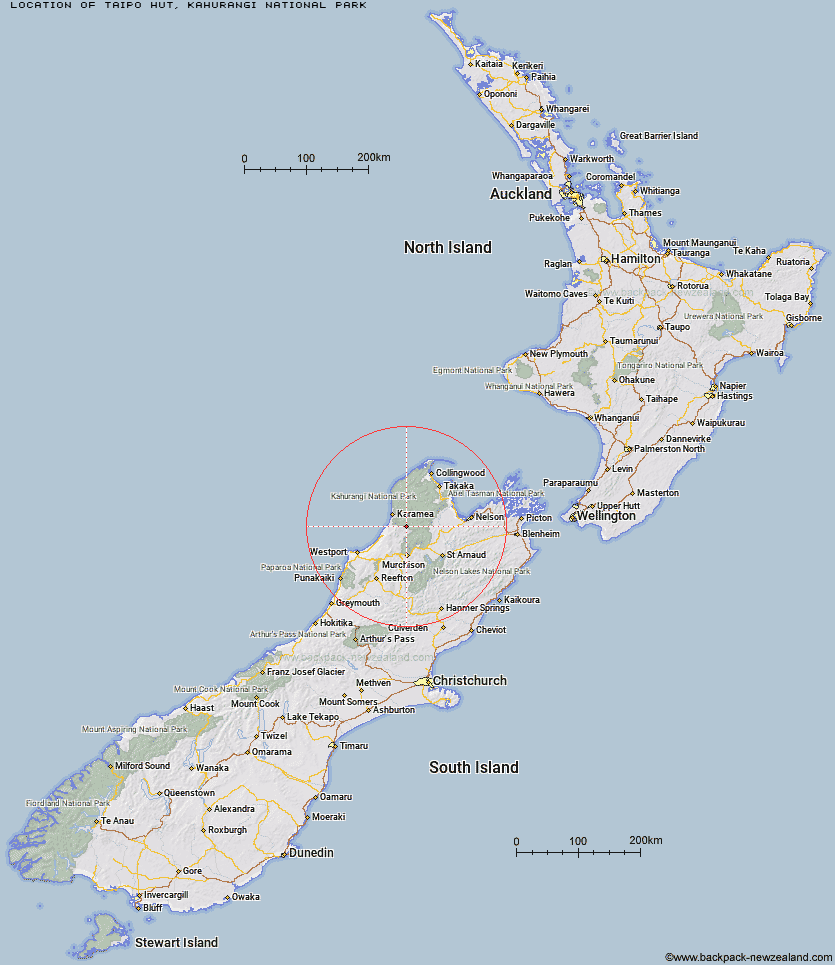 Taipo Hut Map New Zealand