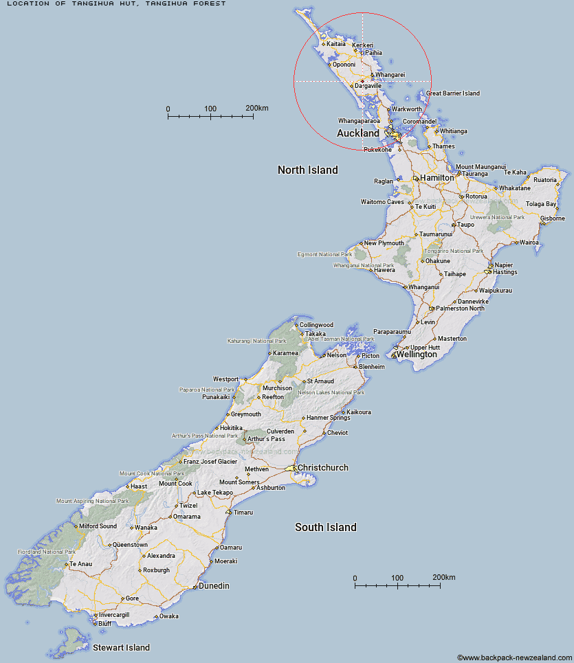 Tangihua Hut Map New Zealand