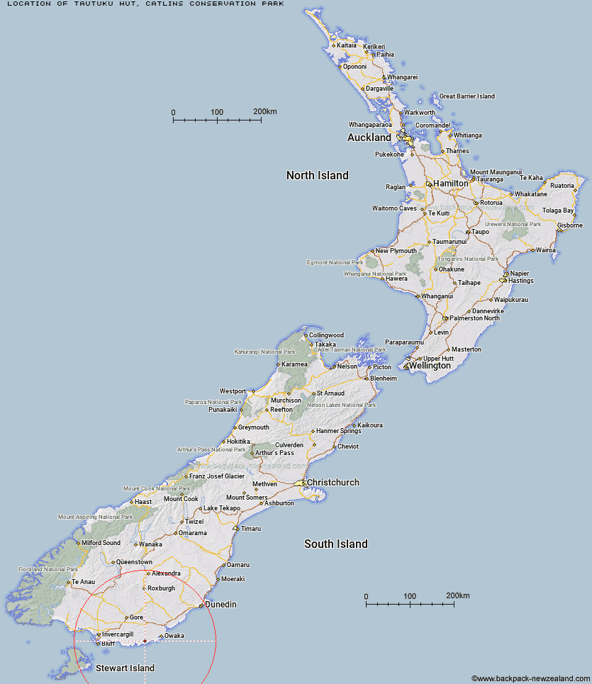 Tautuku Hut Map New Zealand