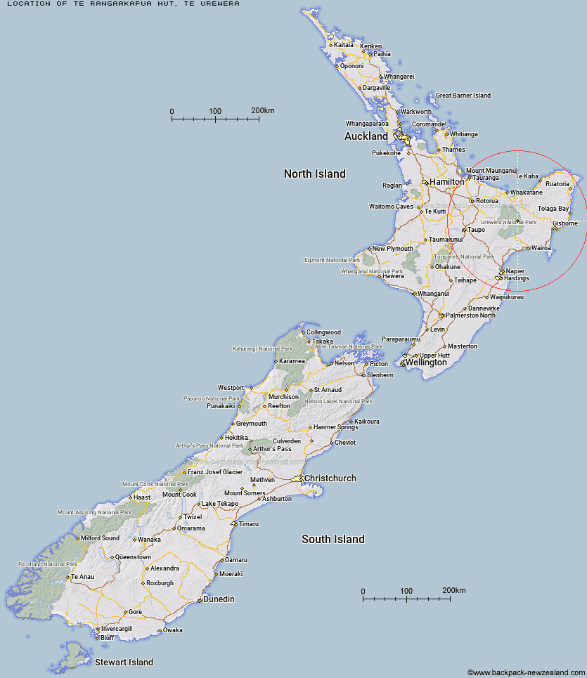 Te Rangaakapua Hut Map New Zealand