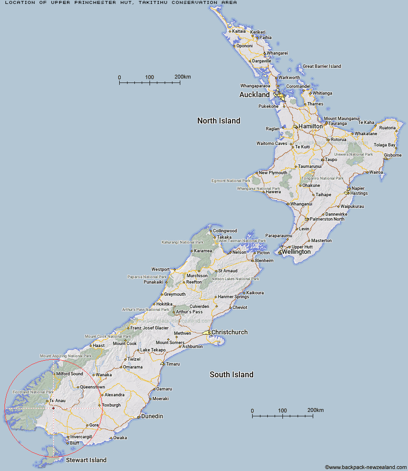 Upper Princhester Hut Map New Zealand