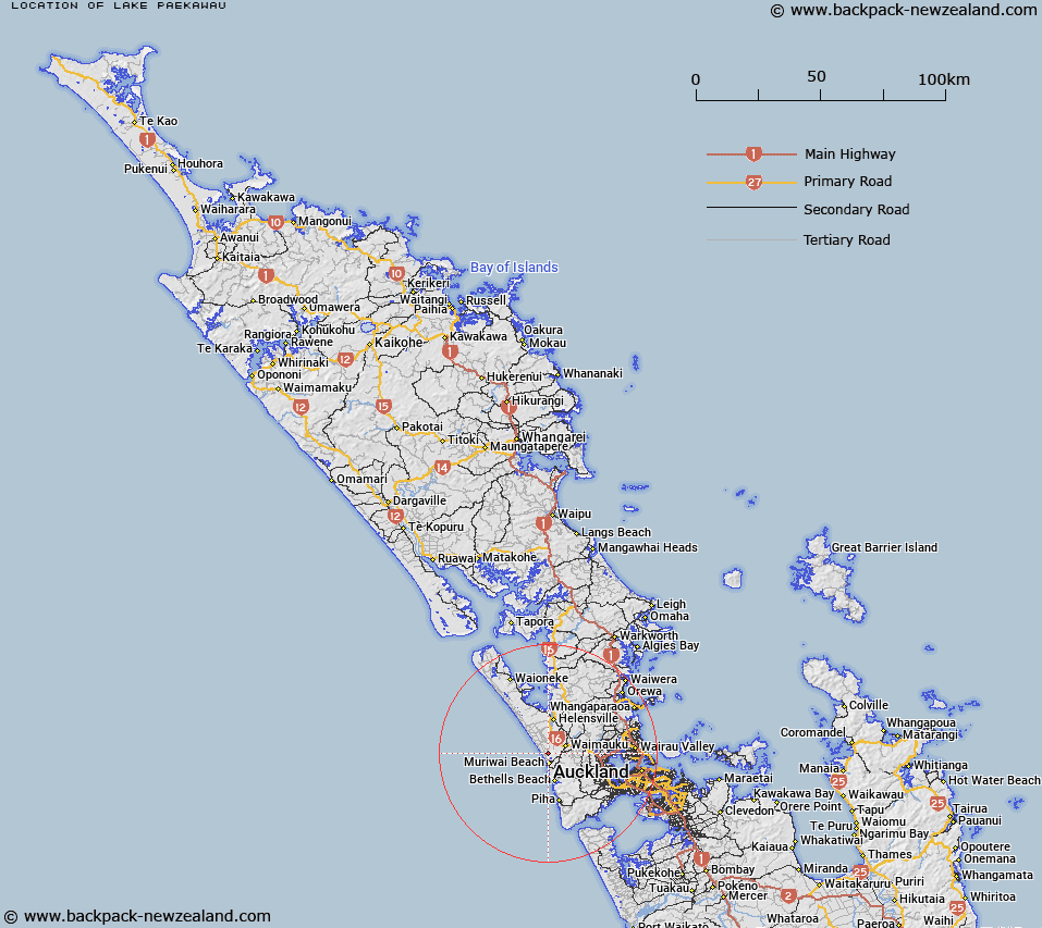 Lake Paekawau Map New Zealand