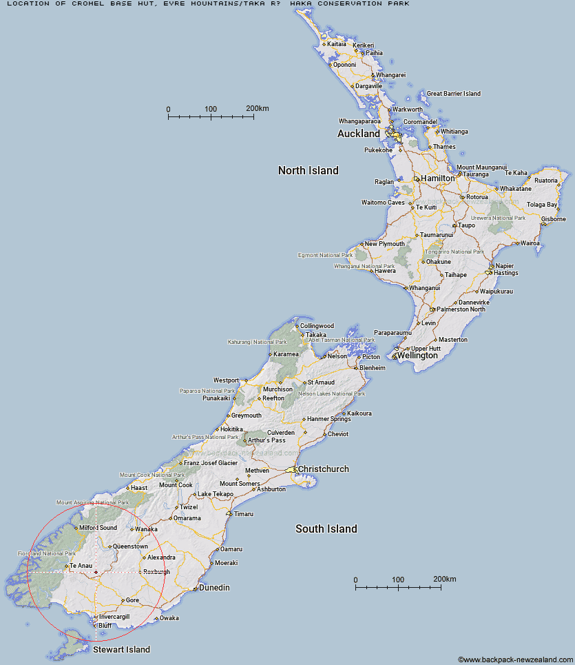 Cromel Base Hut Map New Zealand