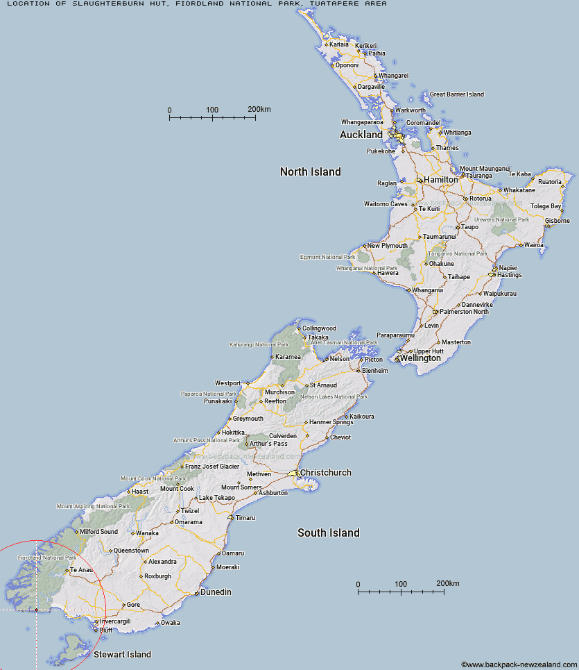 Slaughterburn Hut Map New Zealand