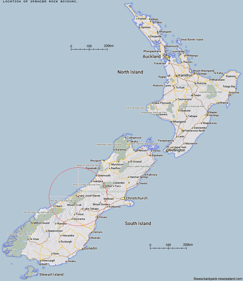 Spencer Rock Bivouac Map New Zealand