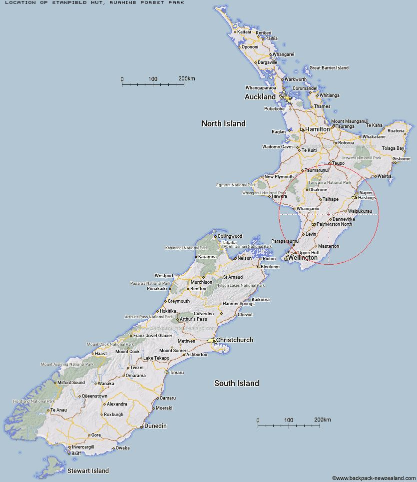Stanfield Hut Map New Zealand