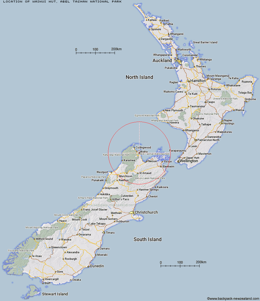 Wainui Hut Map New Zealand