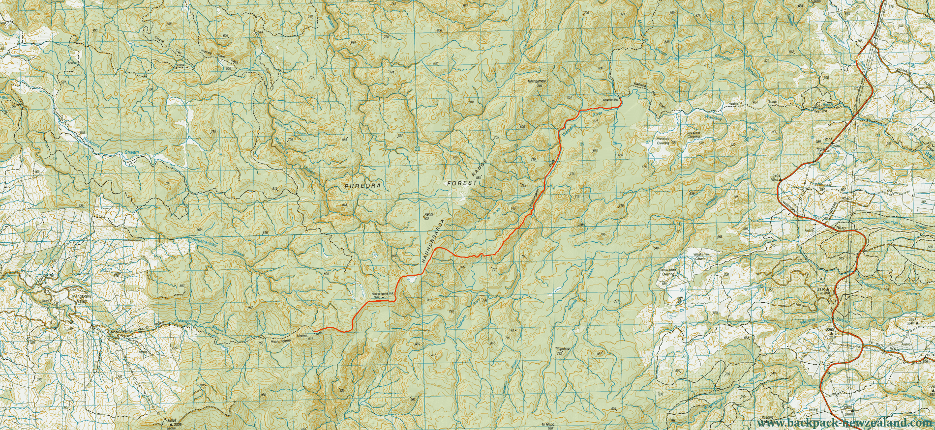 Hauhungaora Trk Waihaha To Hauhungaroa Map - New Zealand Tracks