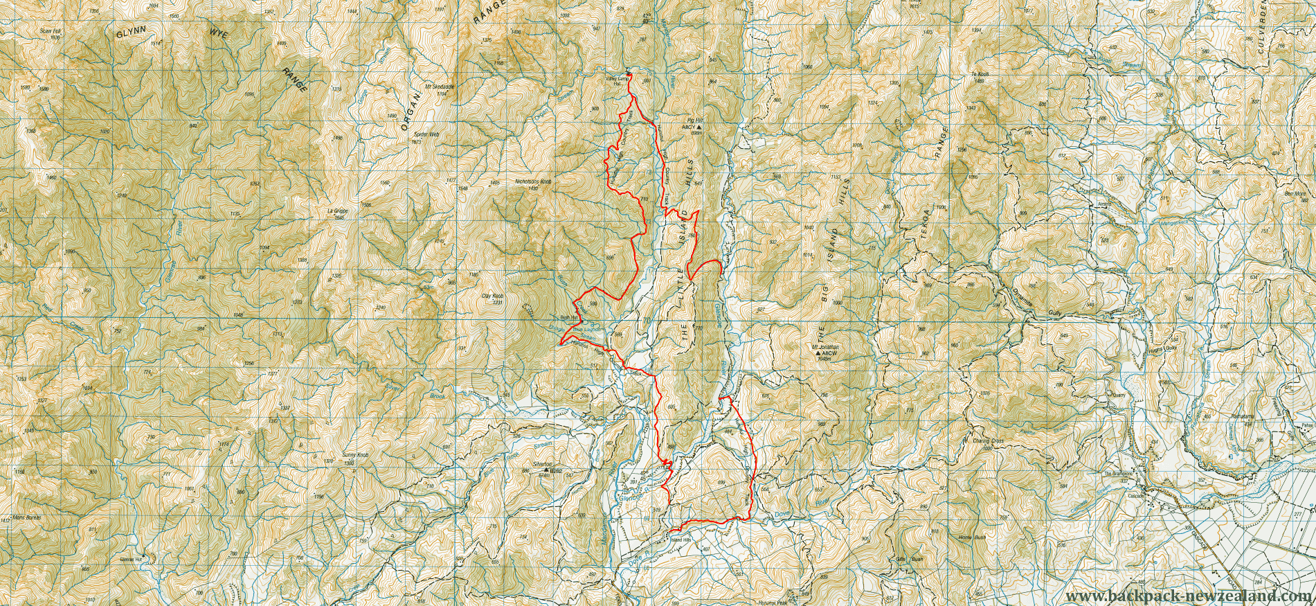 Hurunui High Country Track Map - New Zealand Tracks