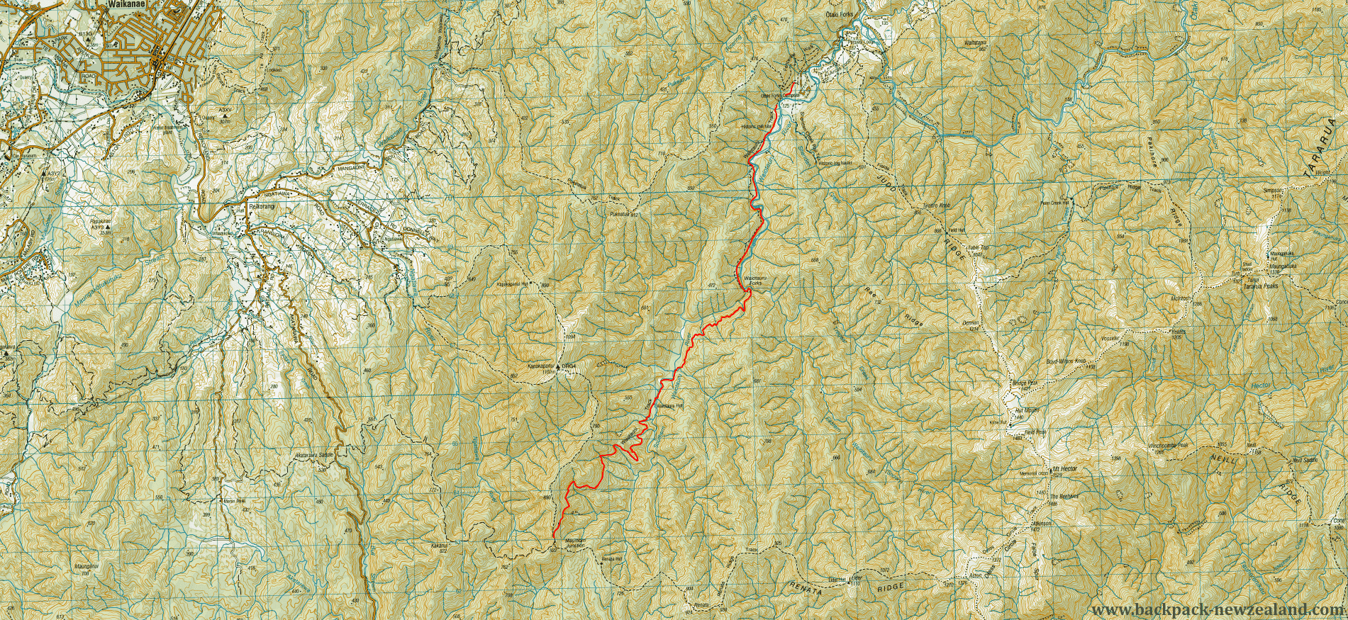 Waiotauru Track Map - New Zealand Tracks