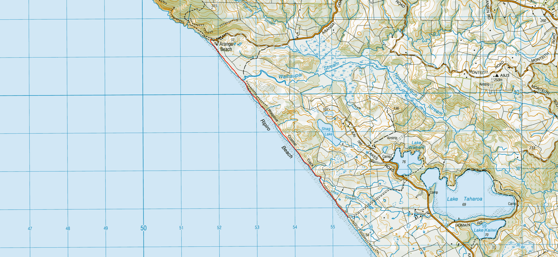 Waipoua Coastal Track Map - New Zealand Tracks