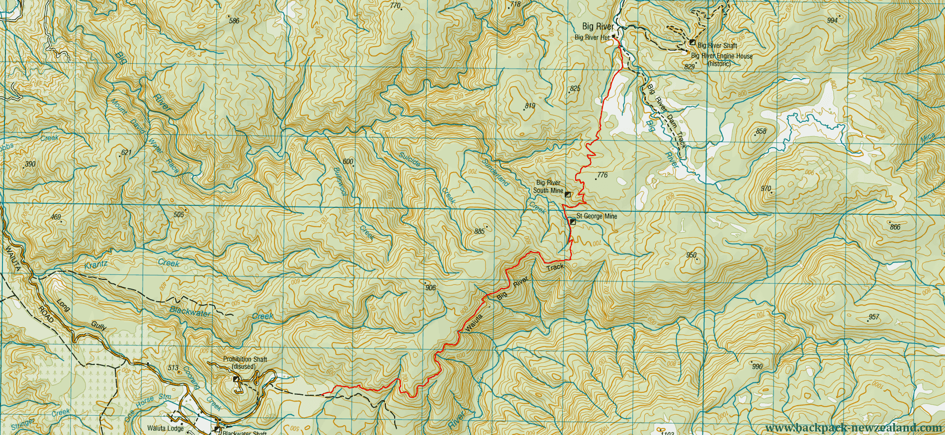 Waiuta-Big River Track Map - New Zealand Tracks