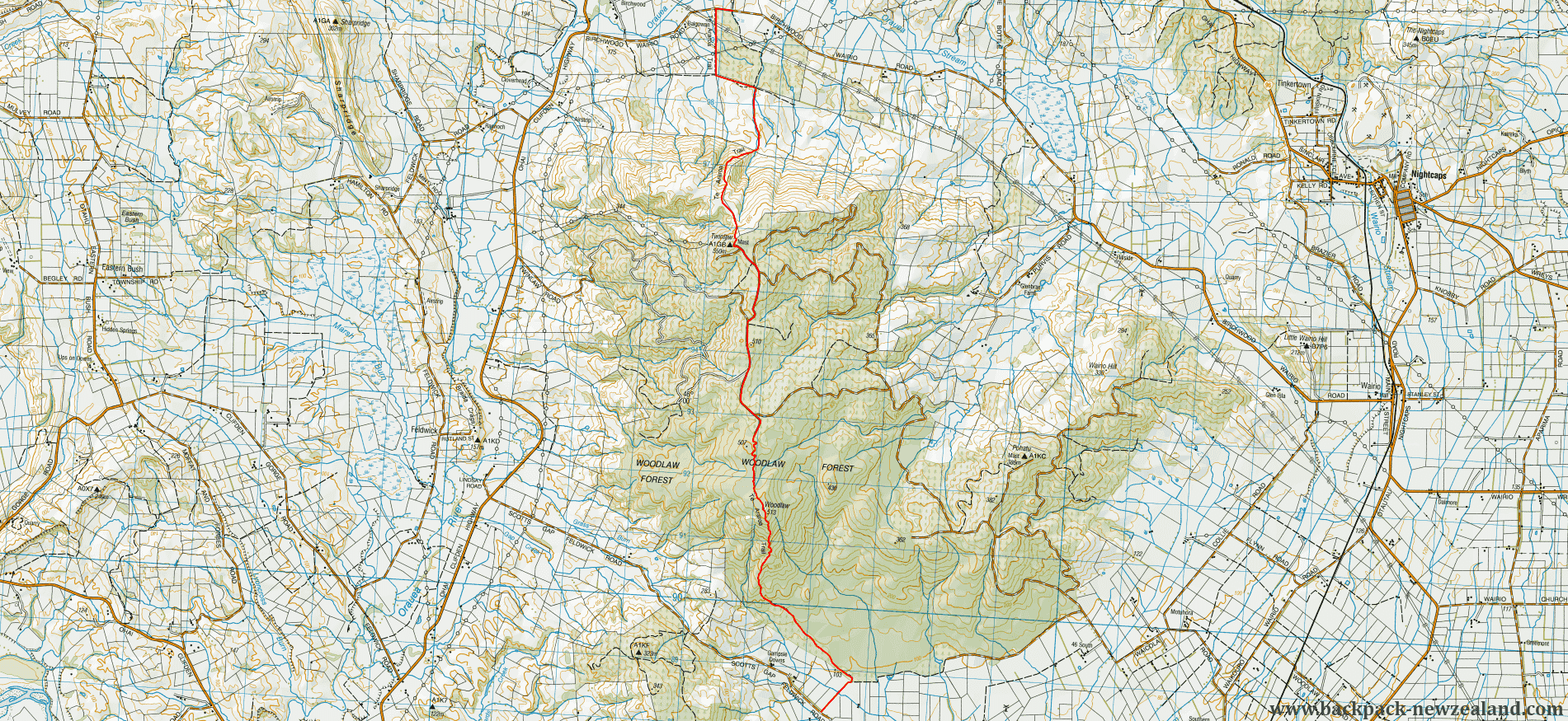 Woodlaw Forest Map - New Zealand Tracks